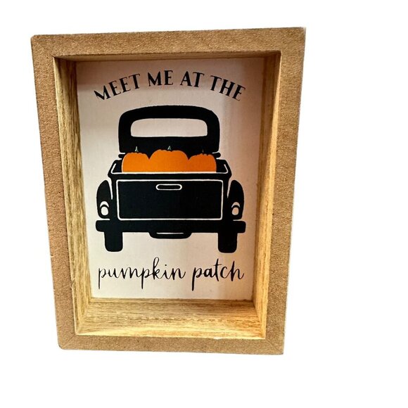 Mini Pumpkin Patch Sign 4in Rustic Farmhouse Fall Autumn Shadow Box Decor - Picture 5 of 7
